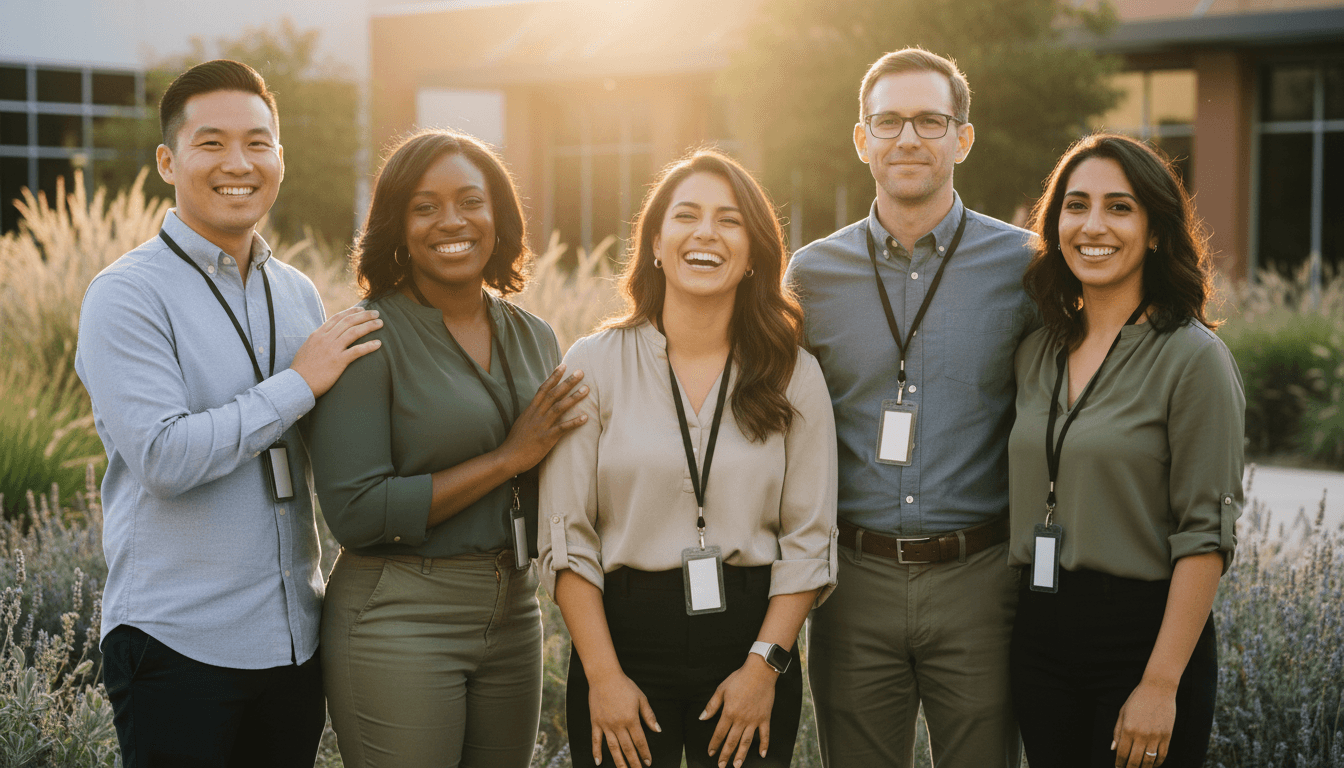 Diverse group of healthcare professionals outdoors